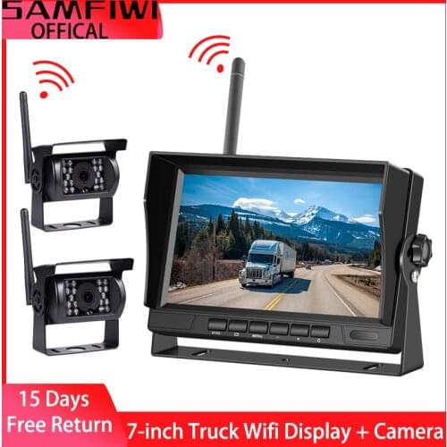 7 Inch Car Monitor Wireless Truck Backup Rear View Display and Wifi Reverse Backup Camera for Car RV Bus TV Display Screen