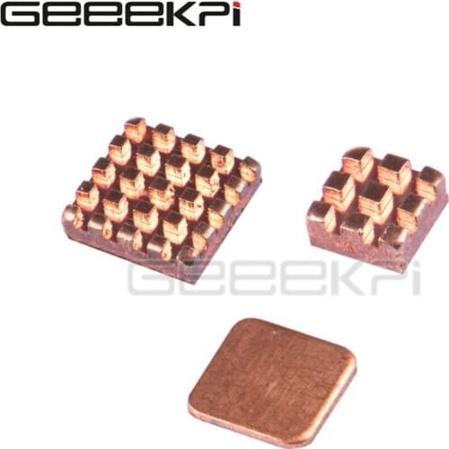GeeekPi 3pcs Pure Copper Heat Sinks Set 3 pieces Heatsinks Cooling Kit for Raspberry Pi 3 Model B / B Plus / B