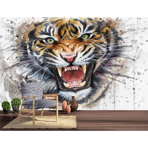 3d wall murals wallpaper for living room Hand painted watercolor oil painting tiger home decor photo wallpaper for walls 3 d