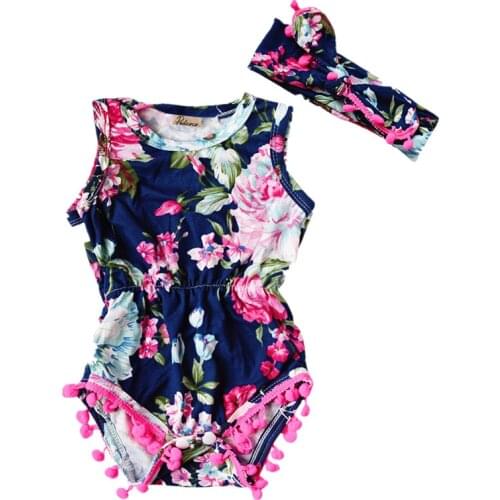 New 2017 Brand Baby Bodysuits Spring summer Babies Newborn Cotton Body Baby Sleeveless Infant Girl Flower Clothes set