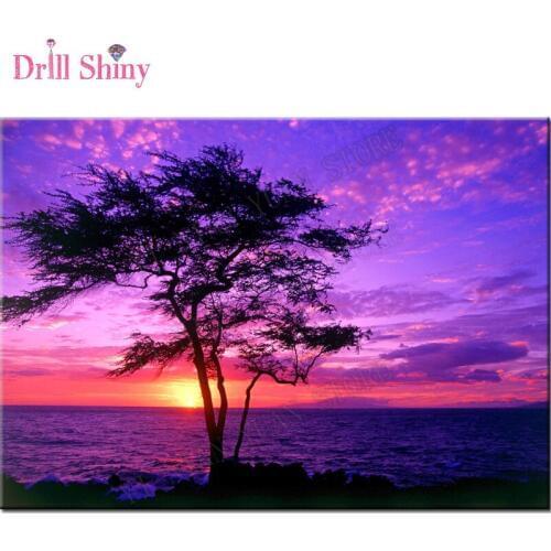 New 3D Full Square Diamond Embroidery Sea sunses Landscape 5D Diy Diamond Painting Tree wall arts Cross Stitch kit Diy Diamonds