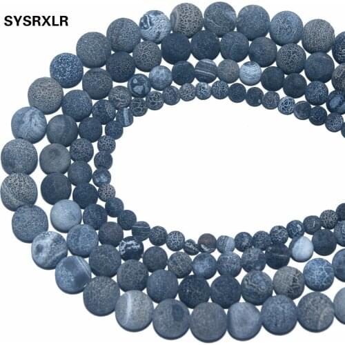 Wholesale Natural Stone Frost Crab Black Round Loose Beads 6/ 8/ 10/ 12 MM Pick Size For Jewelry Making DIY Bracelet Necklace