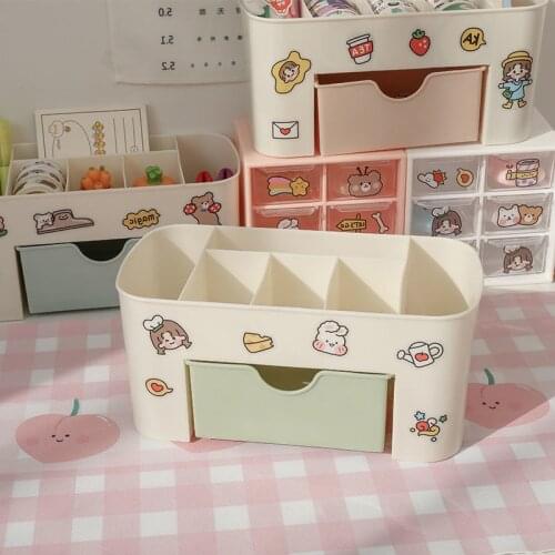 Plastic Makeup Organizer MakeUp Brush Storage Box with Drawer Cotton Swab Stick Storage Case Escritori Organizador De Maquillaje