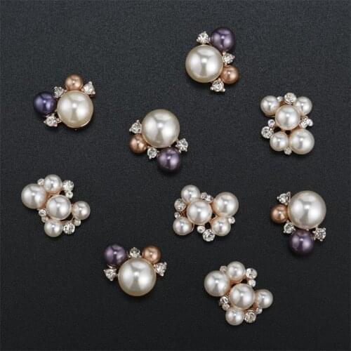 10pcs Rhinestone Buttons For Girl Hair Accessories Dress Crafts Jewelry Accessories Scrapbooking Decorative Buttons 2 Colors