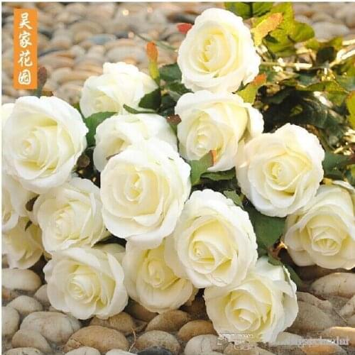 Romantic 2015 Artificial Rose Silk Craft Flowers Festive Party Supplier Real Touch Flowers For Wedding Christmas Room Decoration