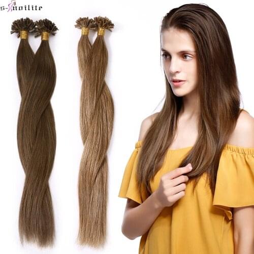 S-noilite 16'' 20'' 24'' 1g/s Nail U Tip 50g Straight Human Hair Extensions Platinum Blonde Keratin Pre-bonded Capsules Fusion