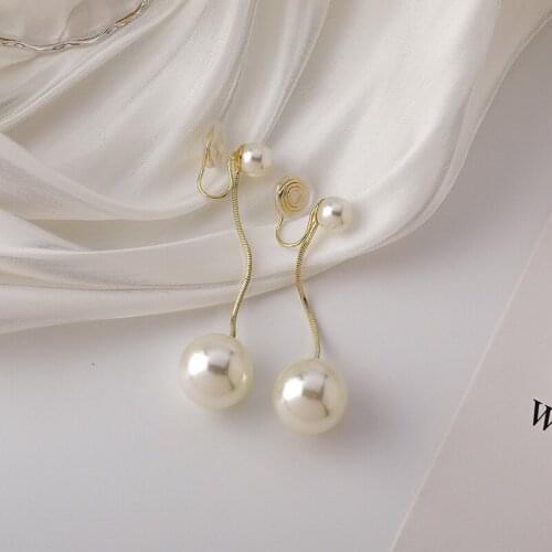 Chic Long Tassel with Faux Pearl Earrings Fake Piercing Earrings for Women Ear Cuff Clip on Earrings Korean Jewelry Pendientes