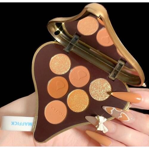 Chocolate six Color Eyeshadow screen, red beads, pearl light powder, beginner waterproof and portable eye shadow