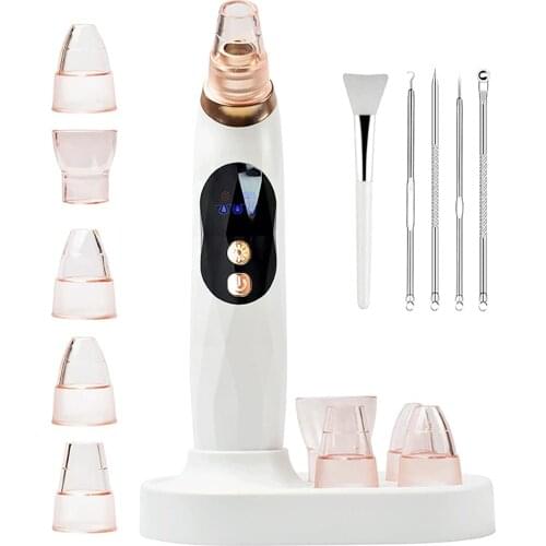 Blackhead Remover, 5 Replaceable Probes,3 Suction Models, Rechargeable,Hot Compress,with Comedone Extractor Tool and Mask Brush