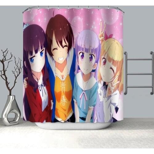 100% Polyester Fabric Custom Cute Anime Girl Shower Curtain Modern Bathroom Curtain Waterproof HD Printing Bath Curtain
