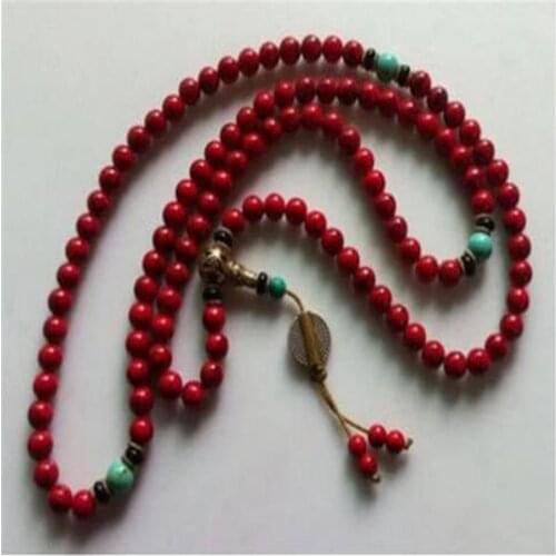 Perle de prière bouddhiste, pierre rouge du Tibet, 108 8MM, collier Mala, Bracelet, perles