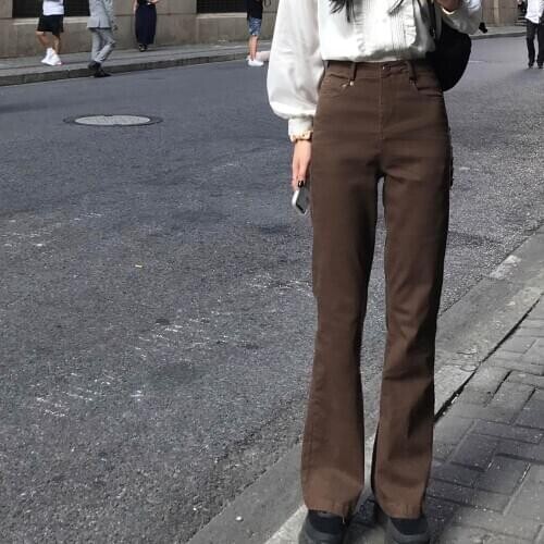 Wavsiyier High Waist Spring Korean Vintage Autumn Denim Pants 2021 Streetwear Plus Size Elastic Women Jeans Denim Trousers Solid