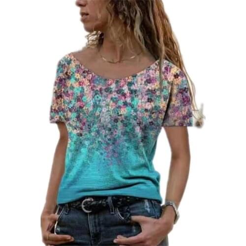 Floral Print Women T-Shirts 5XL Big Size Fashion Tee Summer Loose Casual Tops Female O-Neck High Street T-Shirt Short Sleeve Top