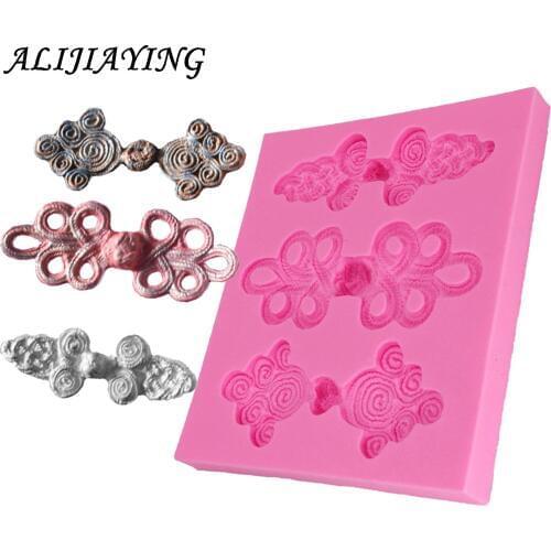 1Pcs DIY Vintage button flower Silicone Mold Fondant Cake Decorating Tools Sugar cake stencil molds for plaster D1292