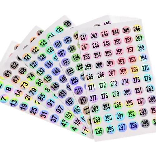 10Sheets 300 Number Stickers 1 To 300 Number Labels Round Hologram Labels Hologram Stickers,10mm, Round, Matching Numbers, 1-300