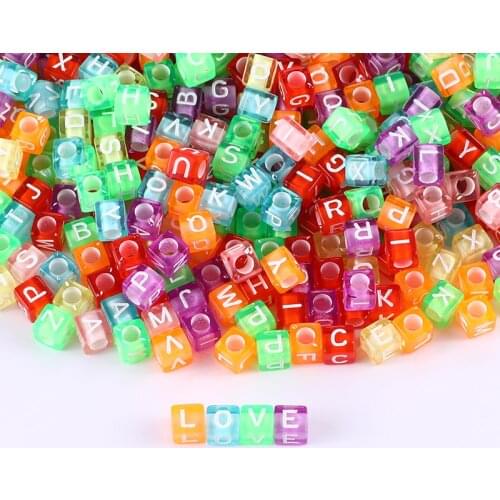100-500pcs Acrylic Letter Beads Round Square Mixed Color Letter Beads For DIY Jewelry Making Kids Bracelet Necklace Material