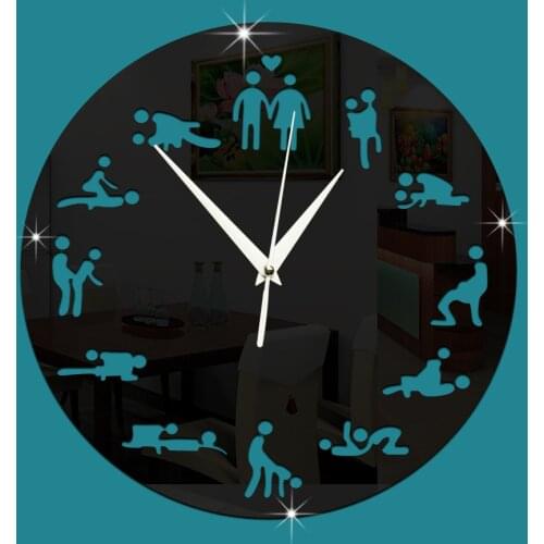 12 Inches Circular Sex Actions Wall Clocks for Living Room Bedroom Needle Mute Clock Creative Couples Home Decor Wall Watch