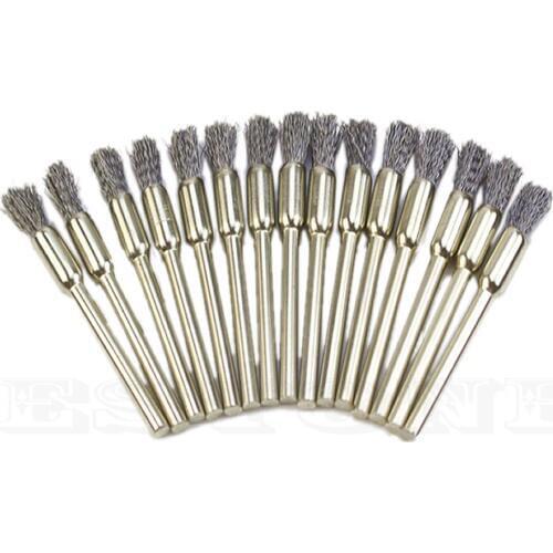 15x Steel Pencil Wire Wheel Cup Brushes Accessories for Polished Rotary Tool Kit