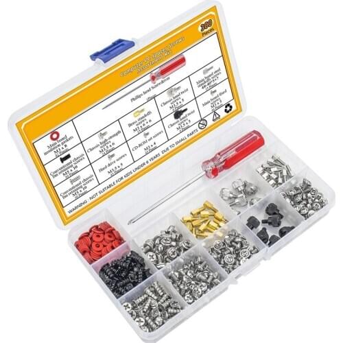 300Pcs Personal Computer Screw Standoffs Set Assortment Kit with a Screwdriver for Hard Drive Computer Case Motherboard Fan Powe