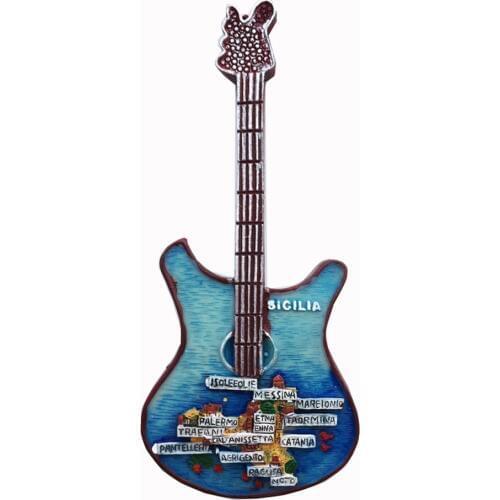 BABELEMI 3D Creative Guitar Shaped Map of Italy Sicily Resin Fridge Magnet Travel Souvenir Refrigerator Magnets Home Decor