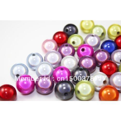 50pcs/12mm Mixed Acrylic Round Spacer Round Miracle Beads magiques perles For Jewelry & Necklace DIY