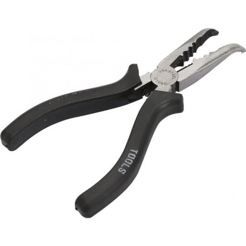 6'' Slimline Bent Nose Pliers Round Curved Nose Pliers/ SK5 Wire Cutter Heat Treated Serrated Edge Steel Wire Rope Shear