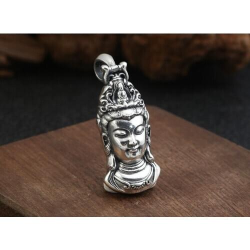 925 sterling Silver Buddha pray pendant charm jewelry for men women gift A4873