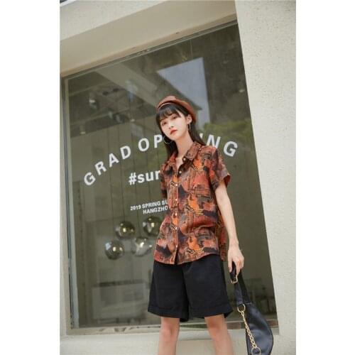 New Camp Style Hippie Decorative Top Loose Retro Print Blouses Long Sleeve Blouses Girl Trend 2021