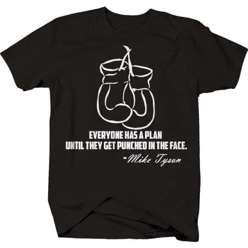 Tyson Boxing Gloves Quote Punched In The Face T-Shirt Summer Cotton Short Sleeve O-Neck Mens T Shirt New S-3XL