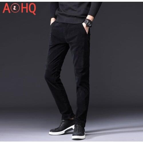 Slim Formal Men Business Suit Pants Male Fashion Streetwear Trousers Office Mens Velvet Dress Pants Corduroy Black