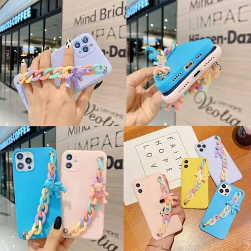Soft Cute Candy Case For Oppo Realme Q2 V5 k7x V13 8 Q3 Q3i V11 V15 v3 Q2i X7 Q2 Pro X50 x3 xt x2 K5 K3 X Wrist Strap Chain Case