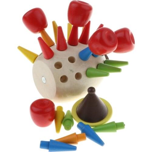 Wooden Cartoon Colorful Hedgehog Assemble Toys Puzzles Fight Plug Build Early Education Boys and Girls Disassembly Toys