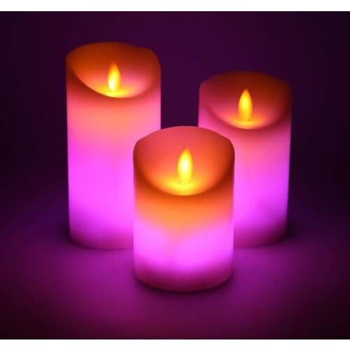 Remote Controlled Flameless LED Candles Light Warm White Plus Multicolor Paraffin Wax Battery Operate Electric LED Candle Lights