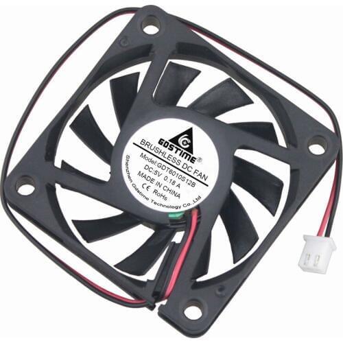 10 Pieces Gdstime 5V 60x60x10mm 2 Wires 2Pin Brushless 5 Volt DC Cooling Fan 60mm x 10mm 6cm 6010