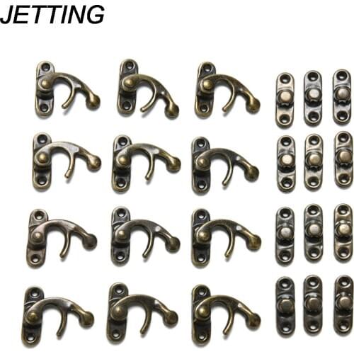 JETTING 12pcs/lot Hot Selling Mini Antique Metal Lock Catch Curved Buckle Horn Lock Clasp Hook Gift Jewelry Box Padlock 3 Colors