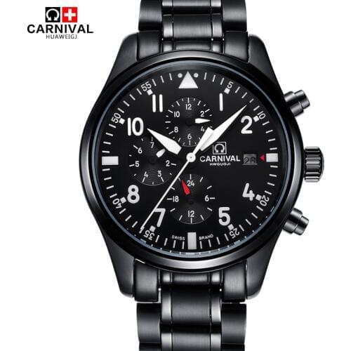 CARNIVAL High Quality Sport watch 100m waterproof Swimming Automatic Watch Men 24 hours Calendar HD Luminous Mechanical watches