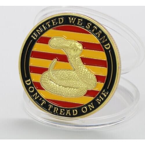 1776 USA Declaration of Independence Liberty Bell And "Don't Tread On Me" Snake Pattern Gold Plated Coin Collection Gifts