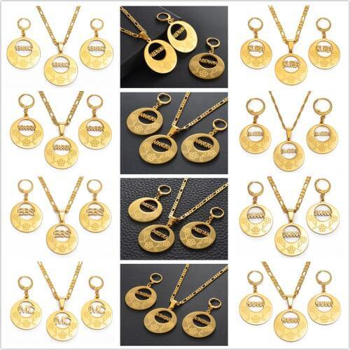 Anniyo Kiribati Island Jewelrys Set Pendant Necklace Earrings Abaiang-Abemama-Aranuka-Buota-Butaritari-Tabiteuea-Nonouti #145321