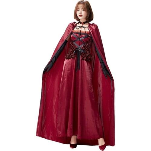 Halloween Adult Little Red Riding Hood Costume Long Dress Purim Fairy Tales Cosplay Fancy Dress