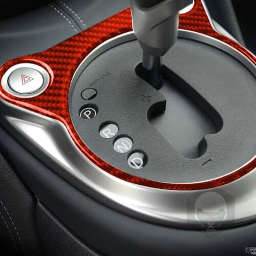 Red Genuine Carbon Fiber Car Gear Shift Box Frame Cover Trim Car Styling For Nissan Z34 370Z 2009-2021