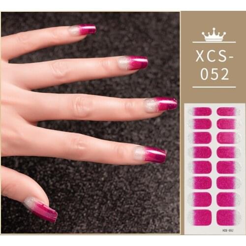 Rose Red Shiny Twinkle So Beautiful And Charming Full Cover Nail Stickers Glitter Gradient Color Nail Stickers Minimalist Design