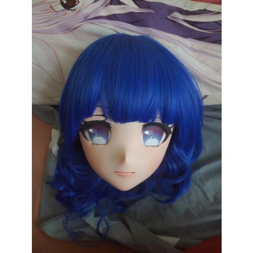 Rabbit 77) Resin Cross dress Pretty Girl Head BID Doll Mask Japanese Anime Kigurumi Mask Cosplay with Wig