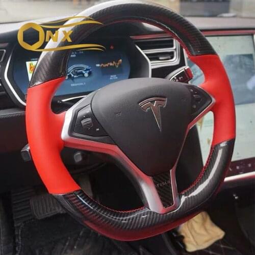 Car Hand-sewn steering wheel cover modification For Tesla model3 modelX S Car decoration Accessories