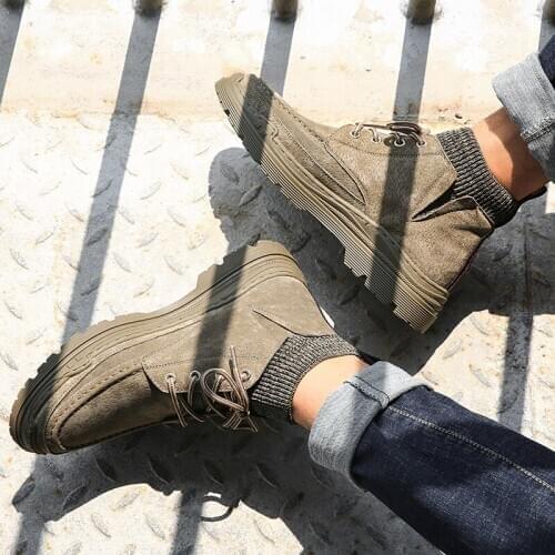 Mens sport winter boots fashion oxford mens work ankle man leather tactical martins safety desert brown military sole large for