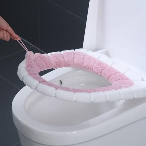 Toilet Seat Mat Set Bathroom Universal Warm Soft Washable Closestool Mat Seat Case Winter Warmer Mat Pad Bidet Covers