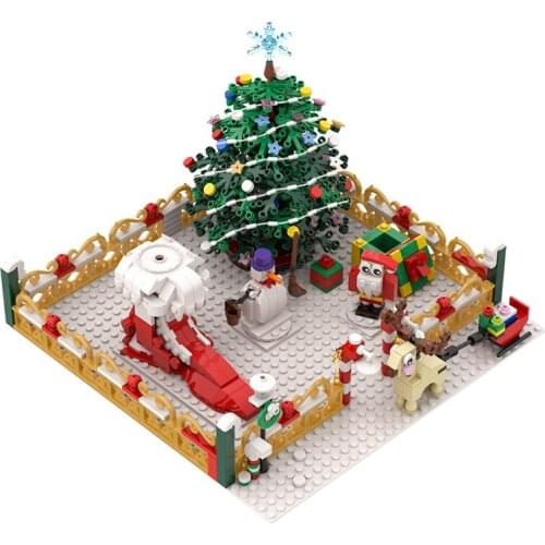 MOC Winter Christmas Paradise Park Building Blocks Kit Reindeer Snowman Model Tree Bricks DIY Idea Toys For Children Xmas Gifts
