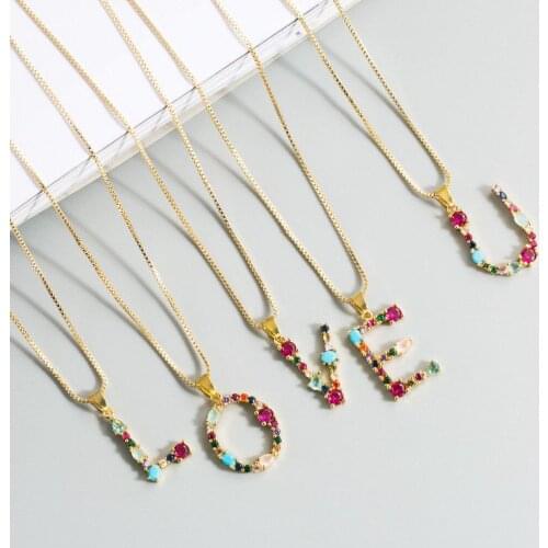 Necklace 26 English Letter Necklace Copper Plated Colored Womens 2020 New Bohemia Style Gold Clavicle Chain for Girls