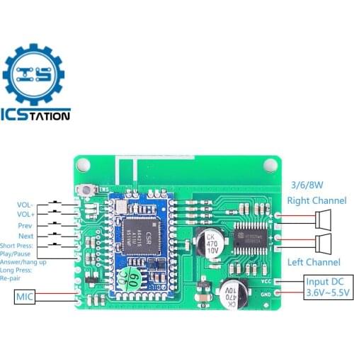 QCC3031/3034 Bluetooth 5.0 Amplifier Board 2*5W/6W/8W APTXLL Lossless Compression TWS 2 Channel Audio Stereo Module Amplificador