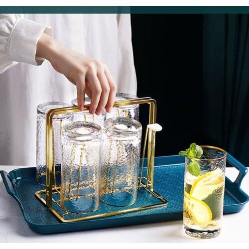 Cup Holder Drain Rack Light Luxury Home Living Room Cup Tray Storage Rack Upside Down Glass Water Cup Holder Trays Decorative