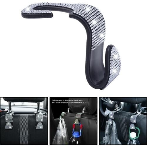Sale Rhinestone + Metal Hook Multifunction Car Back Seat Hook Shiny Bling Crystal Handbag Headrest Hanger